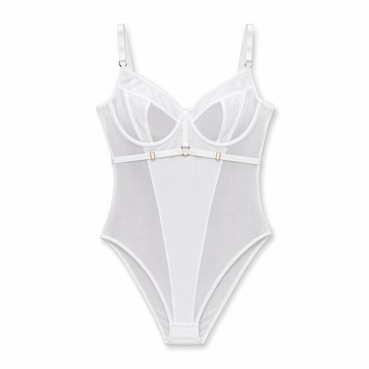 Backless Bodysuit with Straps White
