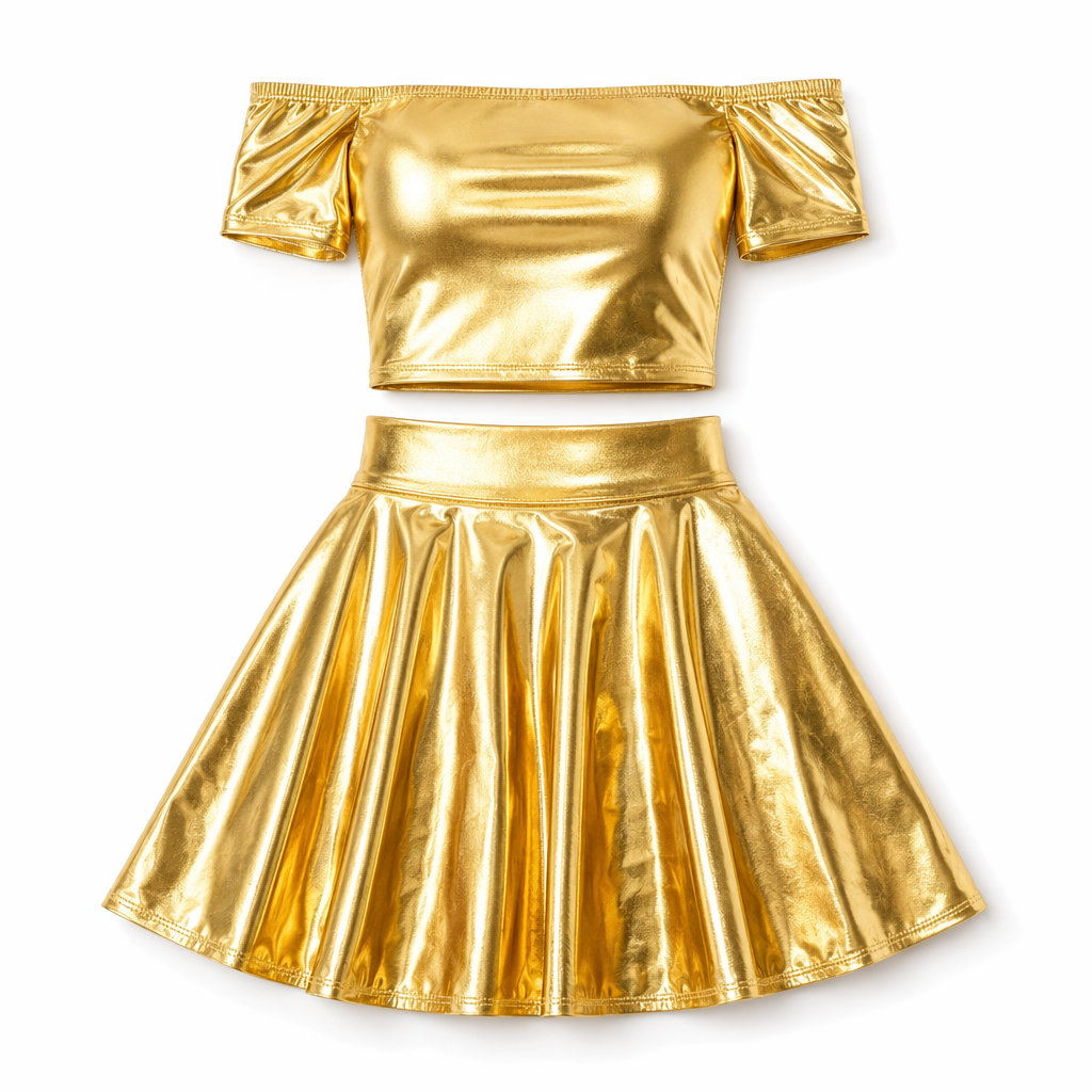Holographic Rave Skirt Set Golden