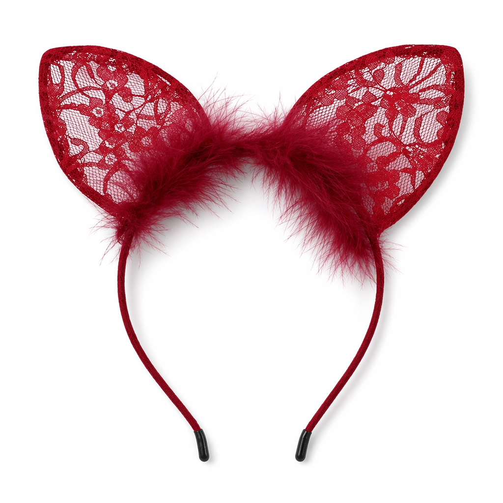 Cute Headband with Cat Ears Burgundy