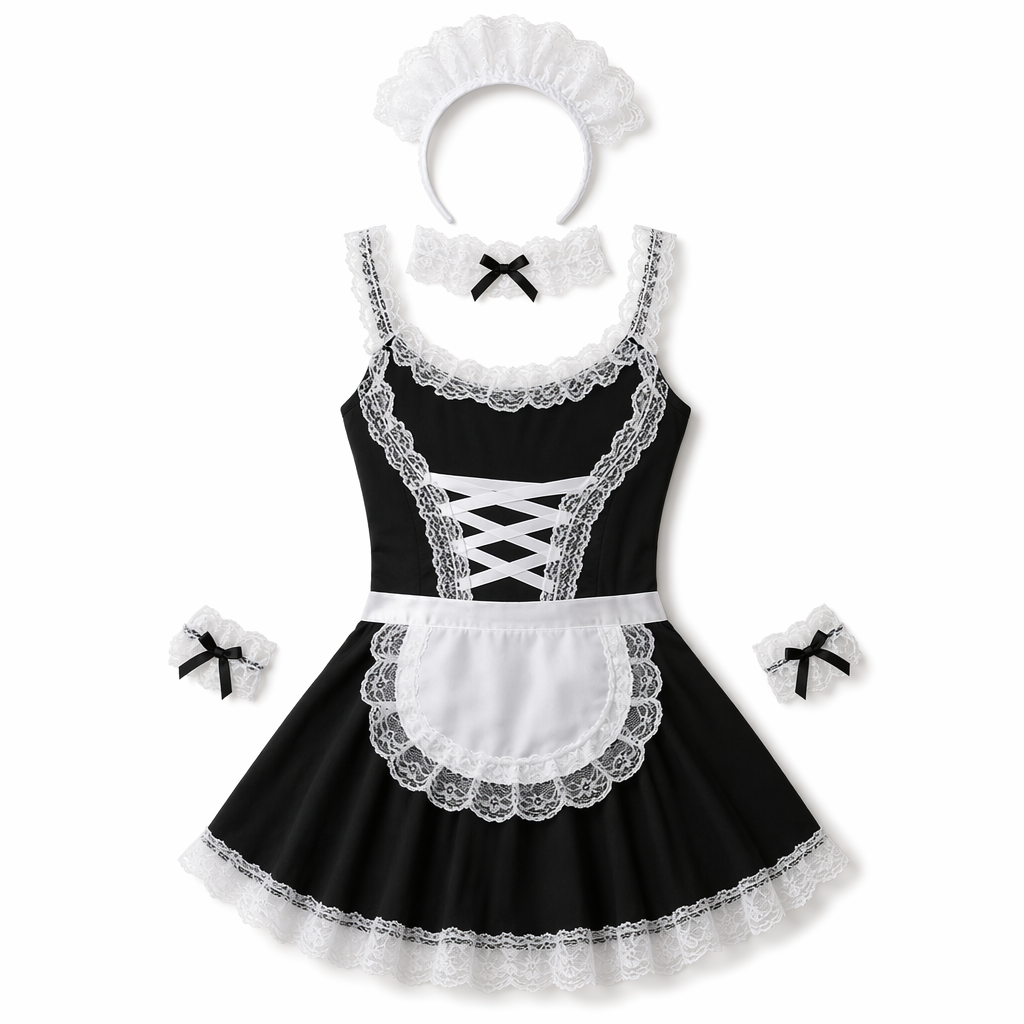 Amorino Anime Maid Lace Dress Black