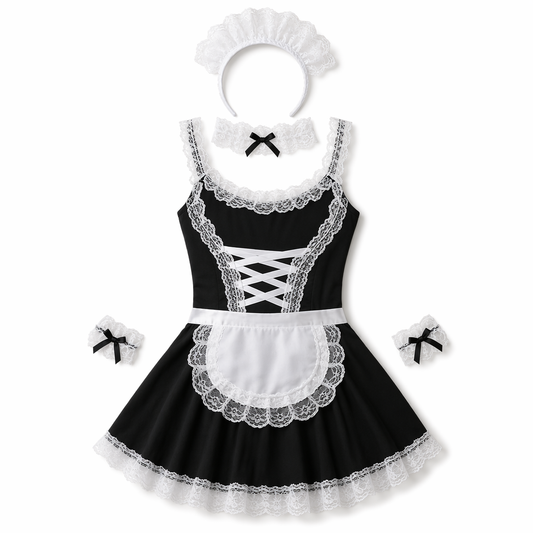 Amorino Anime Maid Lace Dress Black
