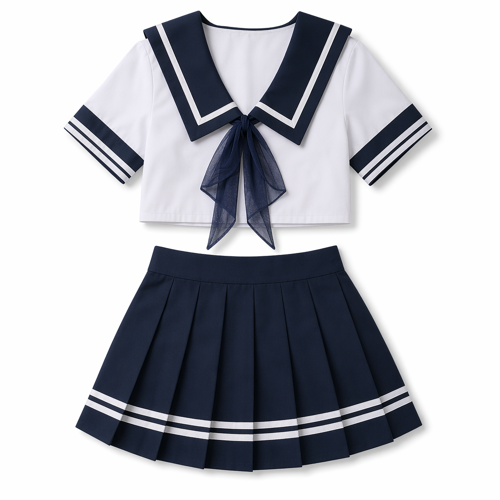 Japanese Schoolgirl Cosplay Outfit:  Crop Top & Skirt S