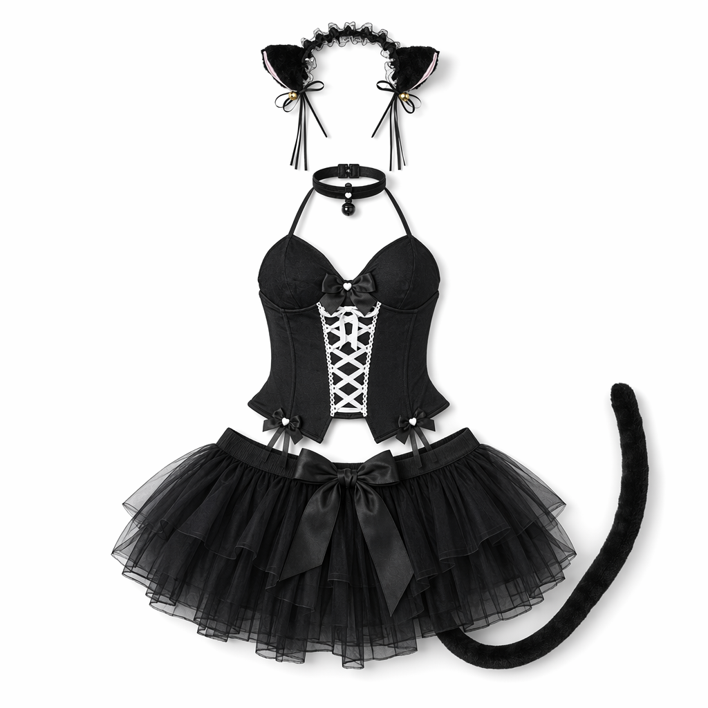 Neko Cat Costume Skirt. Black