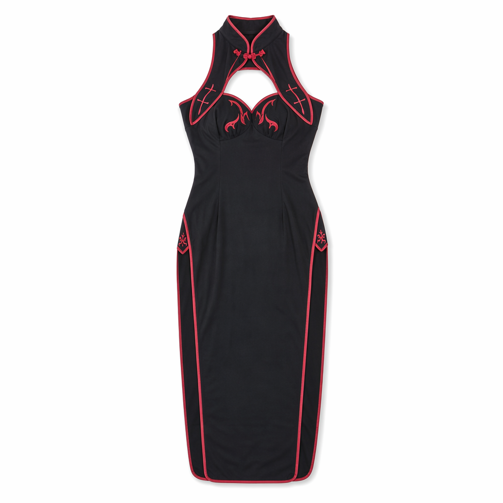 Cheongsam Cosplay Dress with High Side Split S