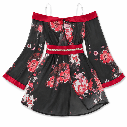 Kimono Anime Geisha Costume Black