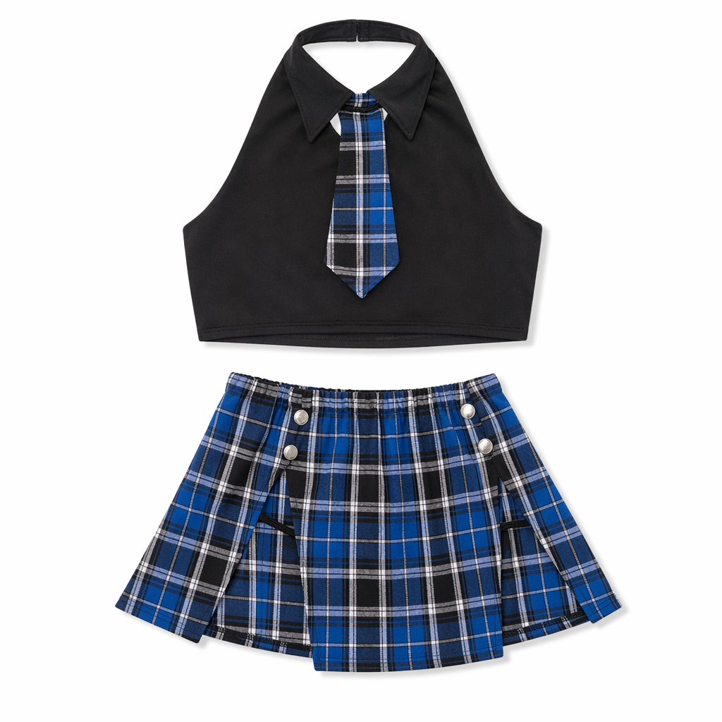 Provocative Anime School Uniform Outfit Blue