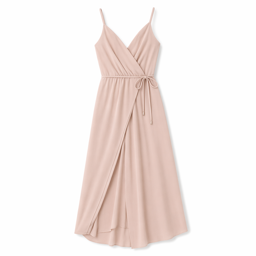 Honey Tied Surplice Sleeveless Midi Cami Dress Pale Blush