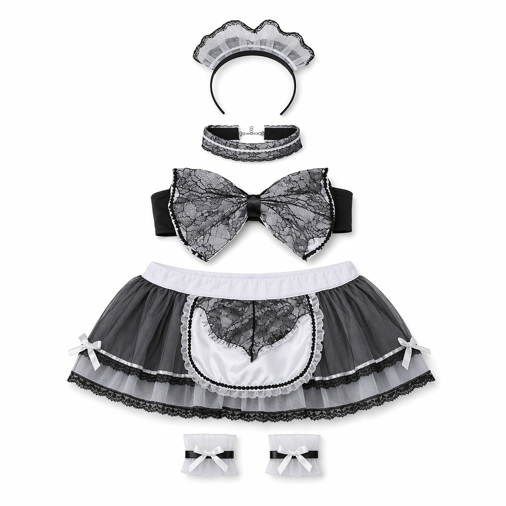 Provocative French Maid Roleplay Costume Black