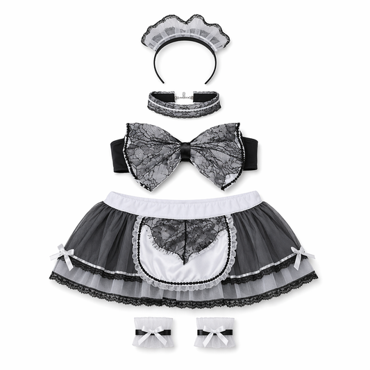 Provocative French Maid Roleplay Costume Black