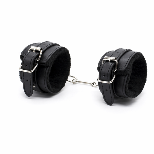 Furry Cosplay Handcuffs with Adjustable Buckle Black