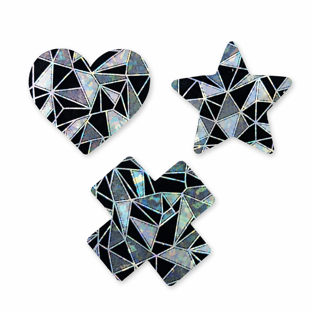 Black Reflective Geometric Nipple Covers 3-Pack