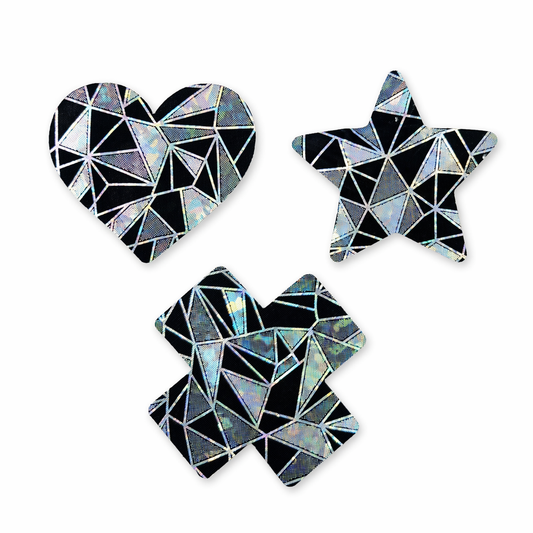 Black Reflective Geometric Nipple Covers 3-Pack