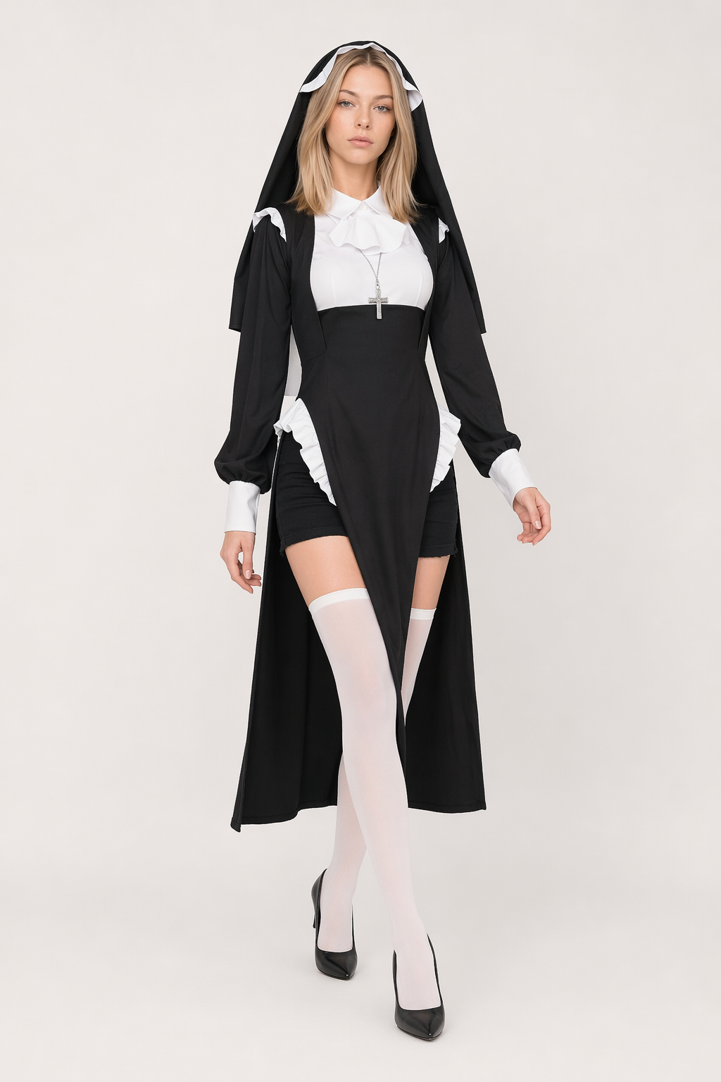 Halloween Costume for Adults: Black Nun Outfit Black
