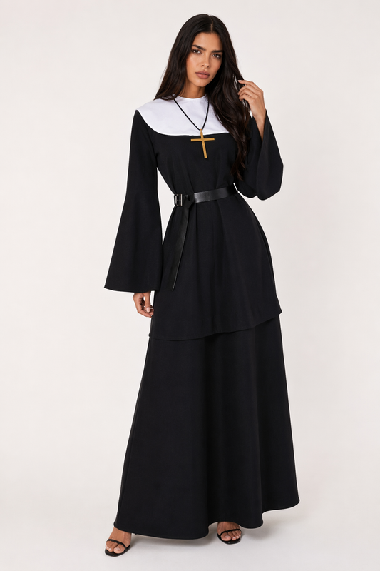 Plus Size Scary Nun Costume Black