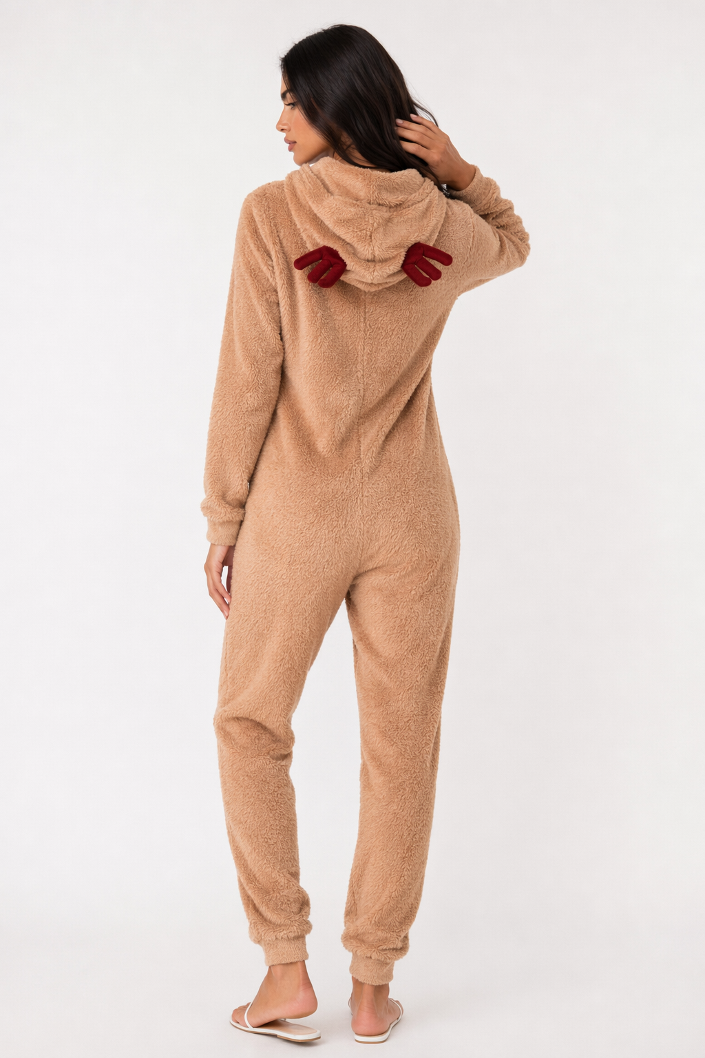Women's Deer Onesie Costume - Reindeer Khaki