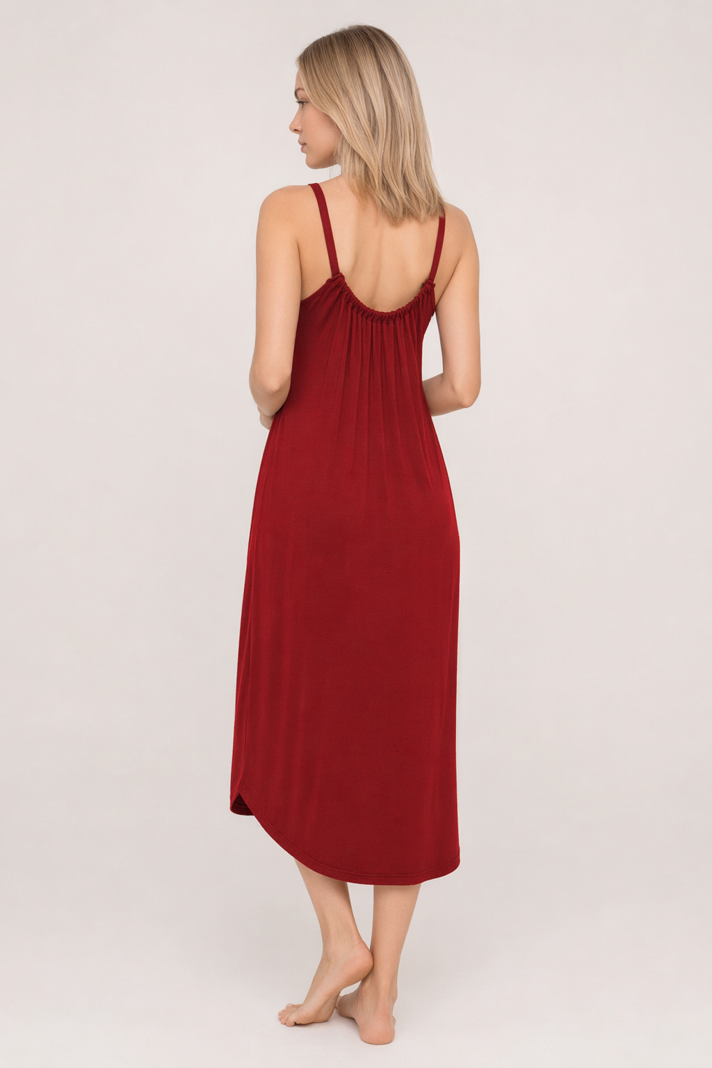 V-Neck Midi Lounge Dress Scarlet