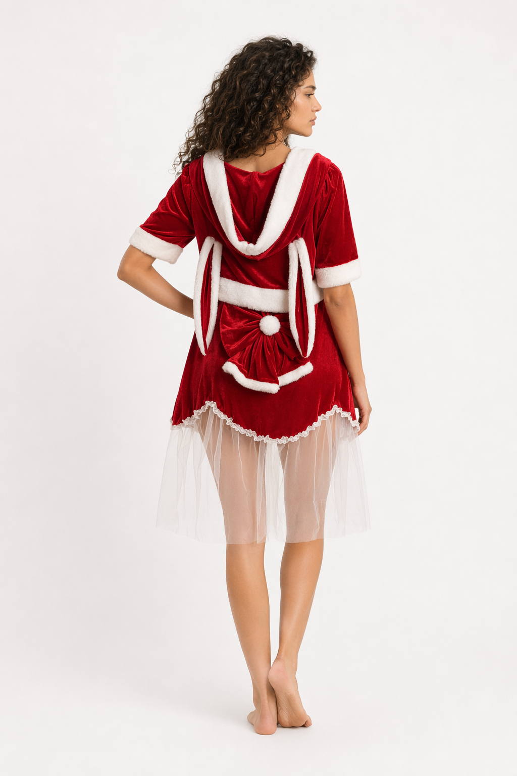 Elf Christmas Cosplay Costume: Santa Claus-inspired Red Velvet Outfit Shawl