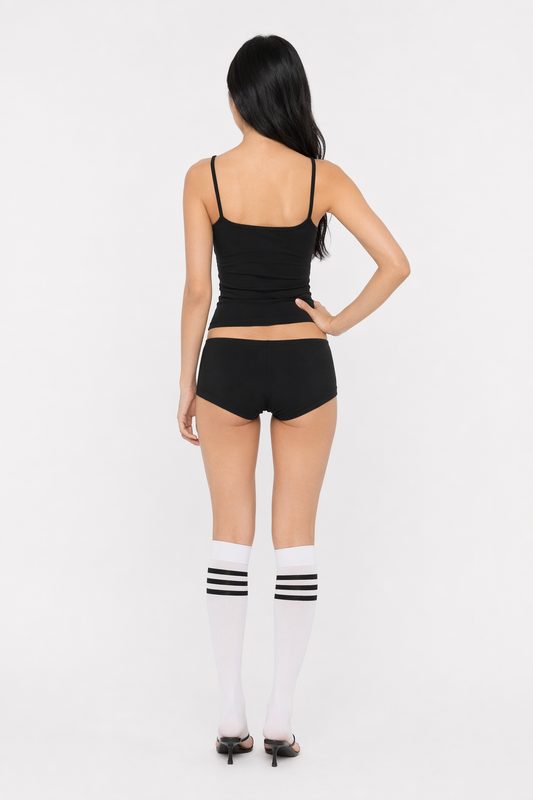 Striped Knee High School Girl Socks White