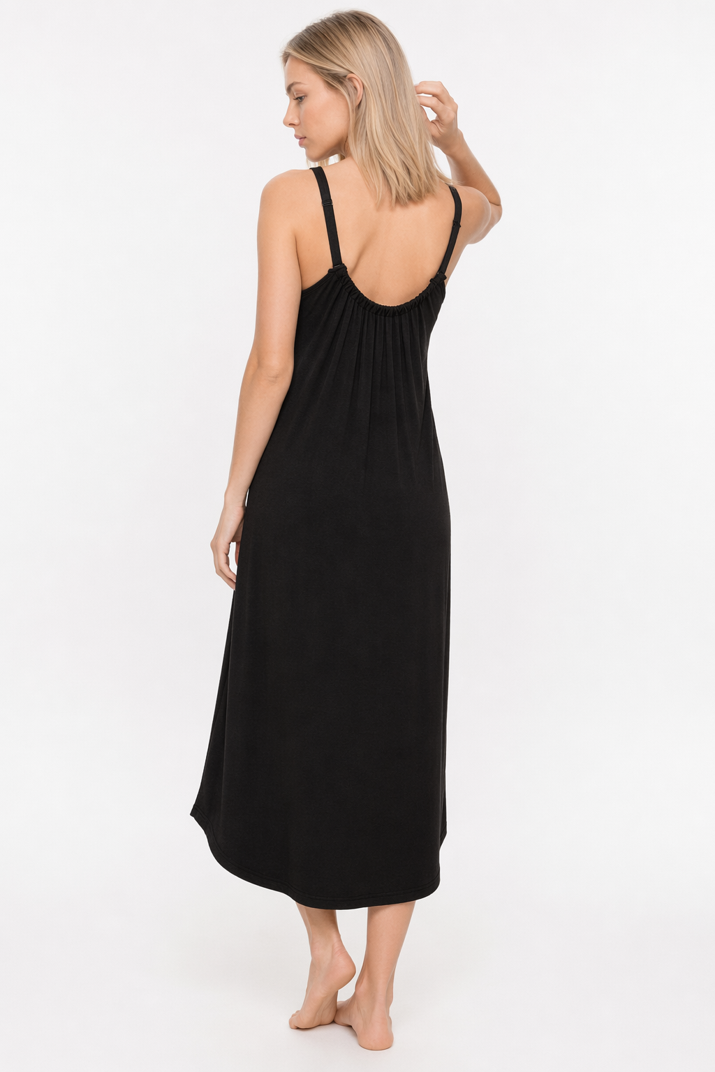 V-Neck Midi Lounge Dress Black