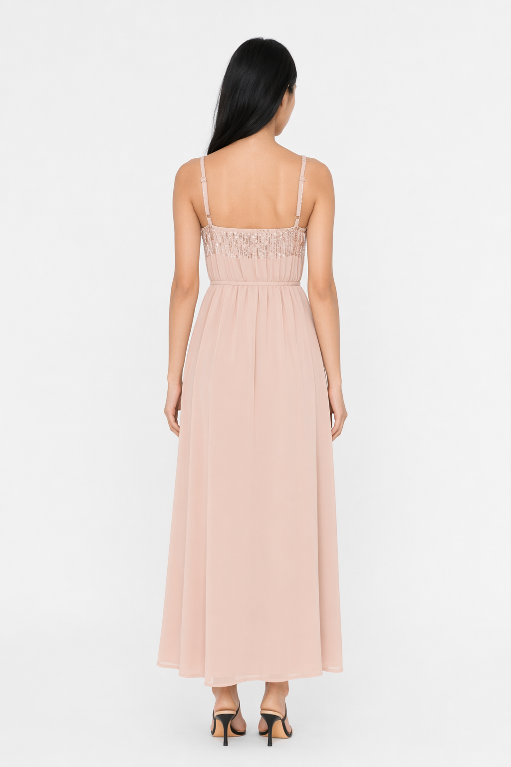 Honey Tied Surplice Sleeveless Midi Cami Dress Pale Blush