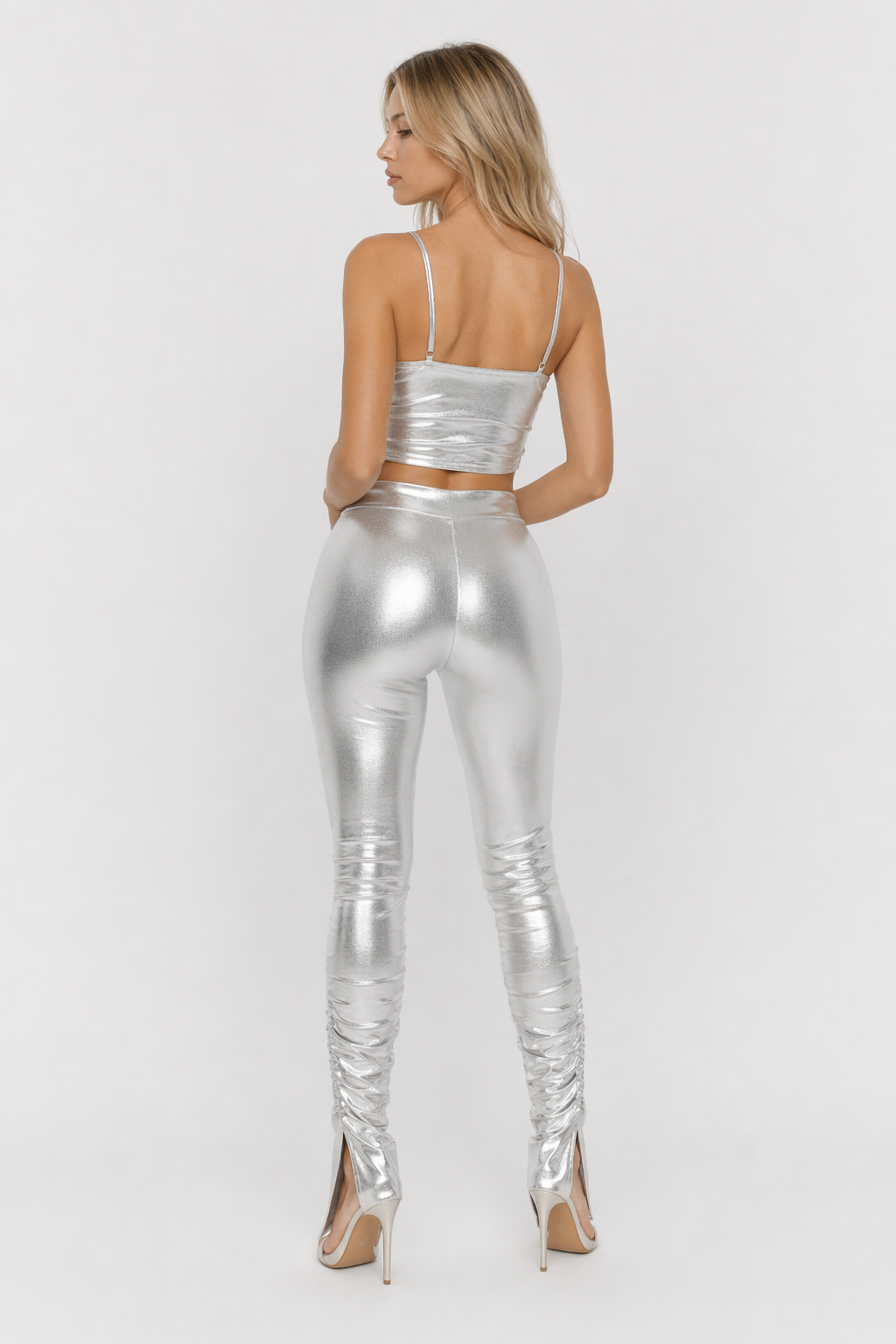 Silver Shiny Clubwear Set Silver