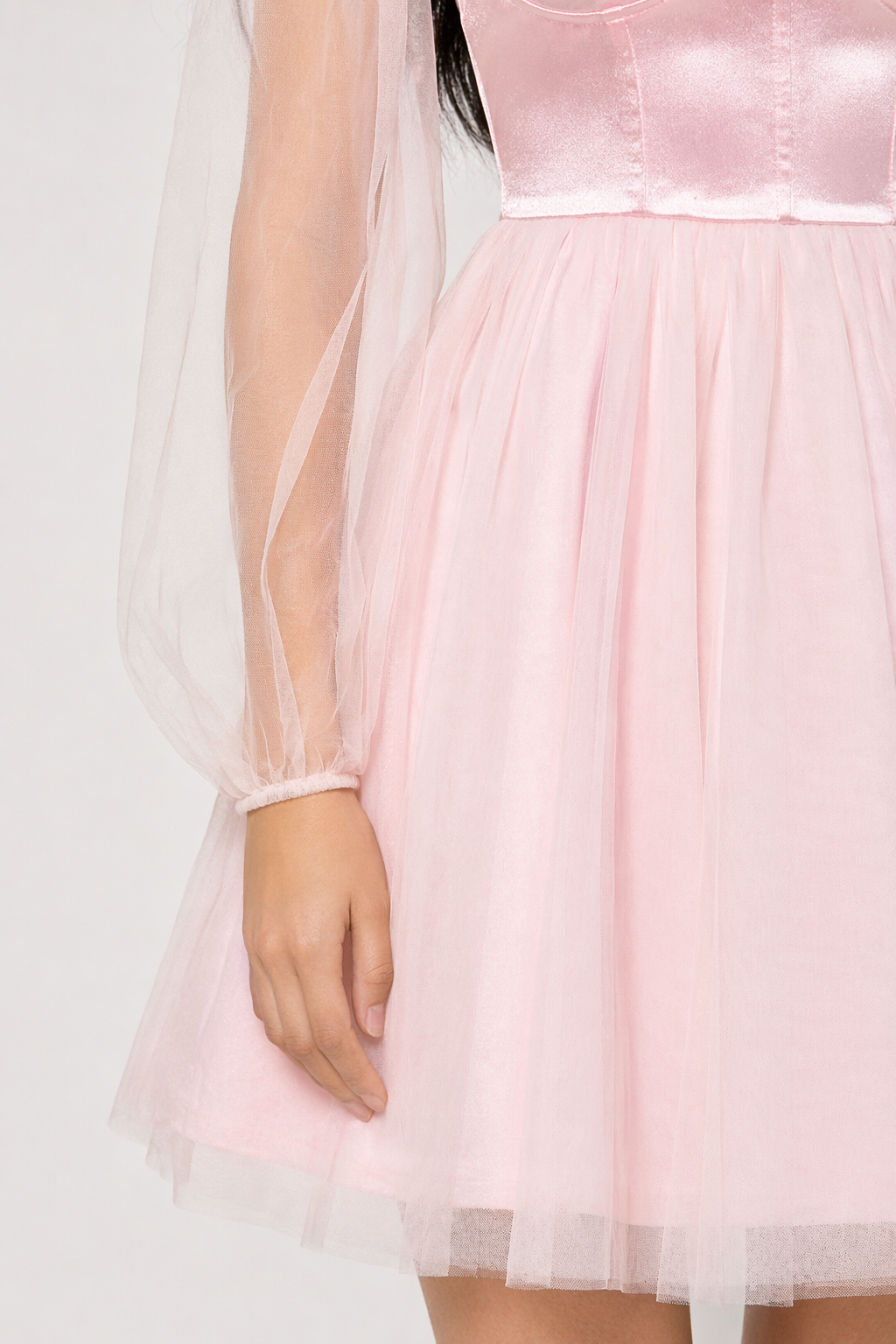 Sweetheart Neck Balloon Sleeve Mini Dress Blush Pink