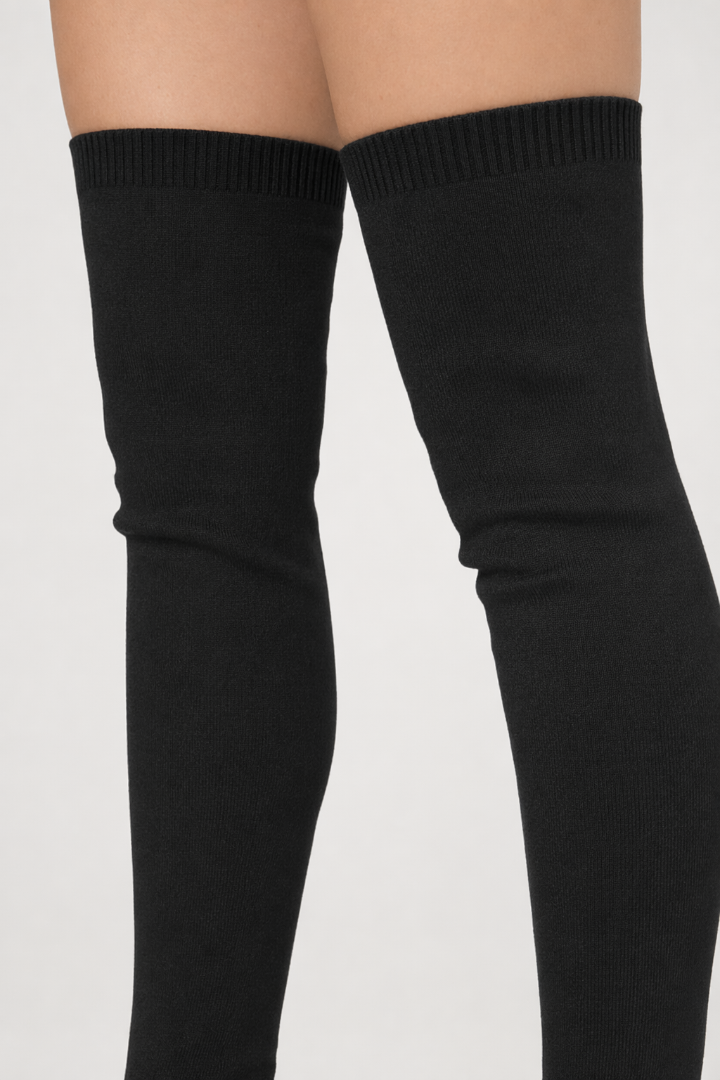 Point Toe Over Knee Stiletto Boots Black