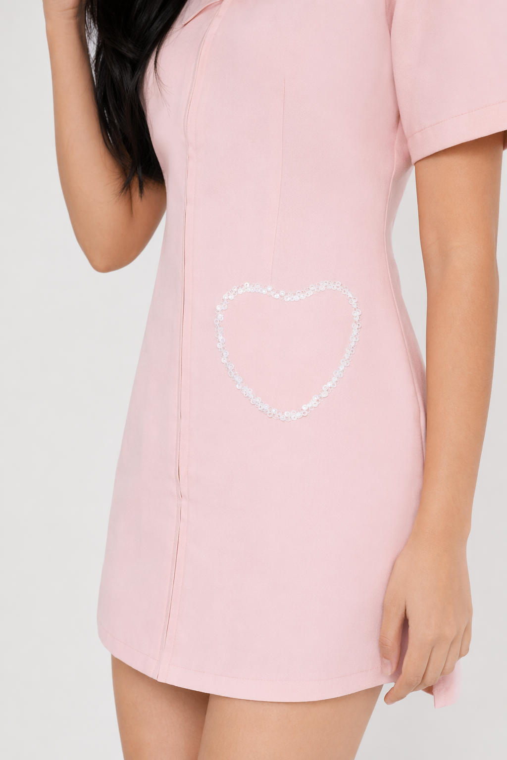 Amorino Plus Size White Nurse Uniform Pink