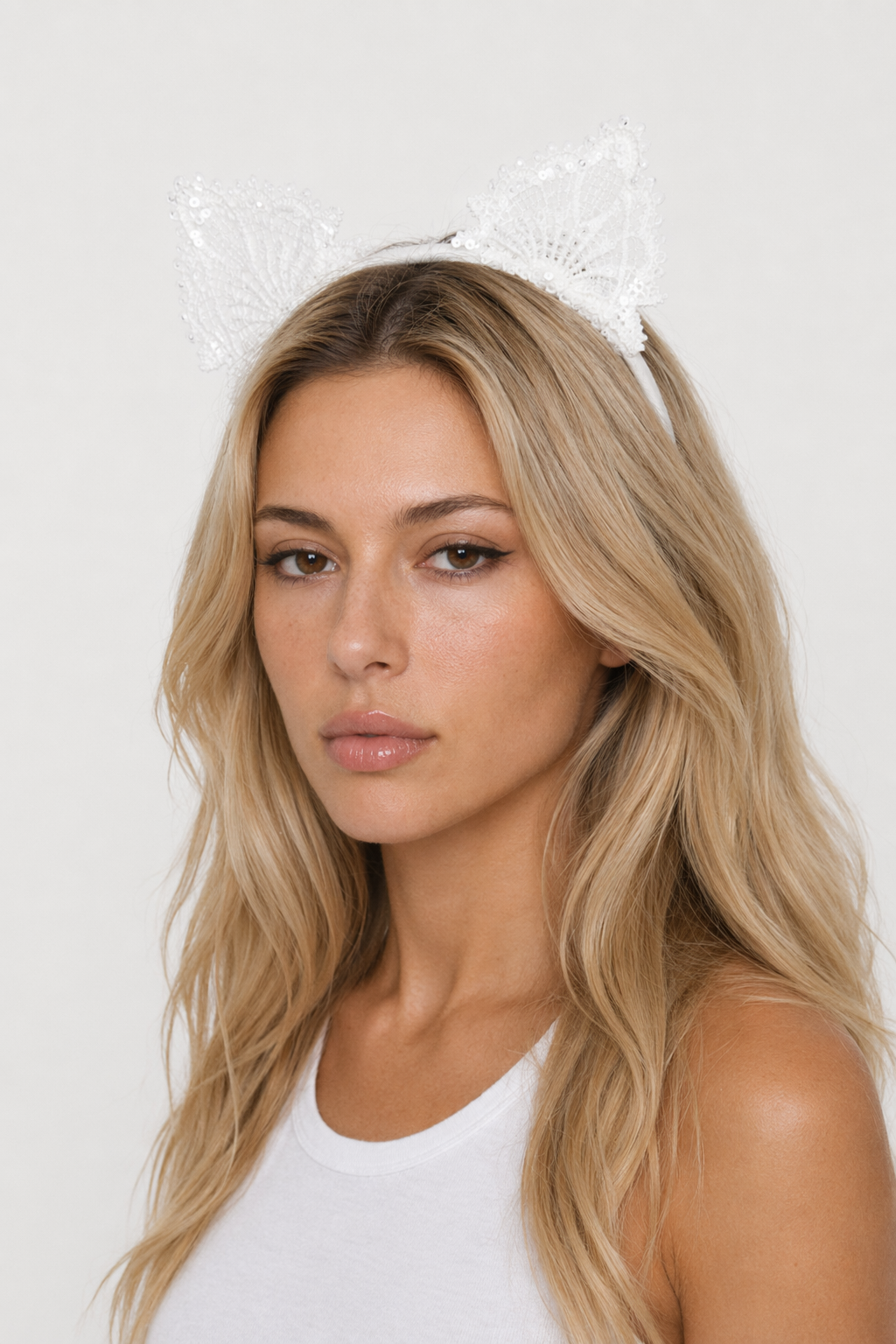 Cute Headband with Cat Ears White 2