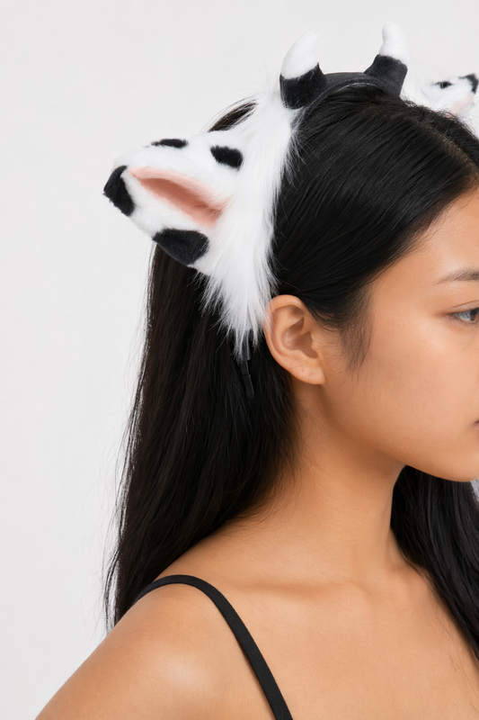 Cow Ear Cartoon Headband Cosplay Black