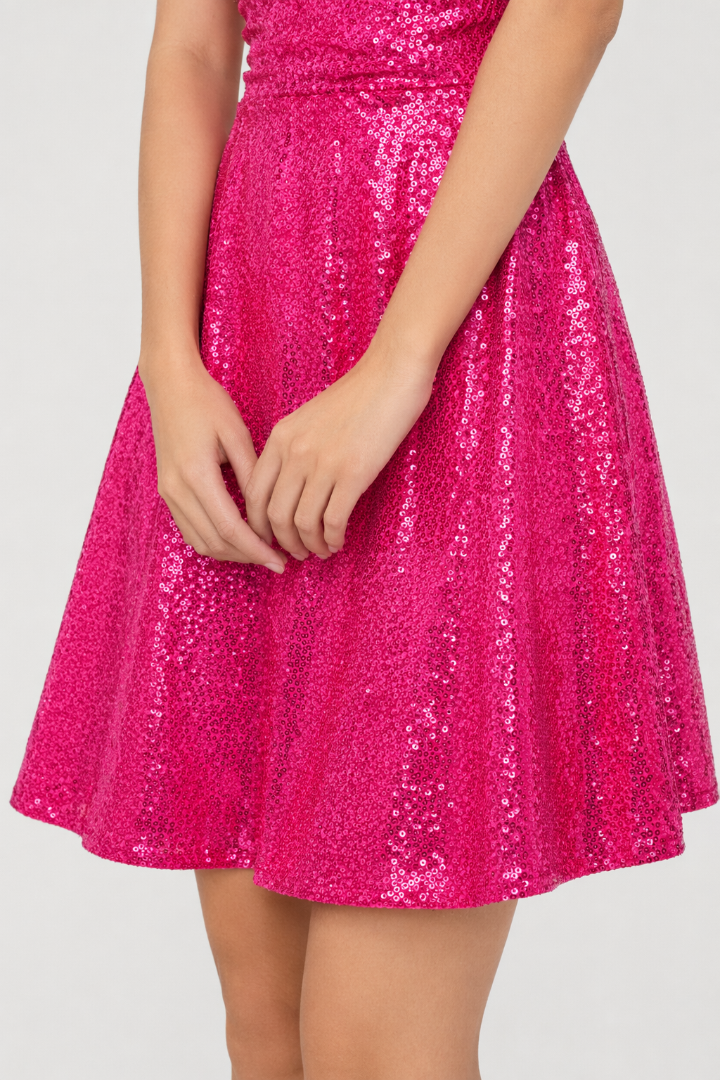 Sequin Tie Back Cami Dress Hot Pink