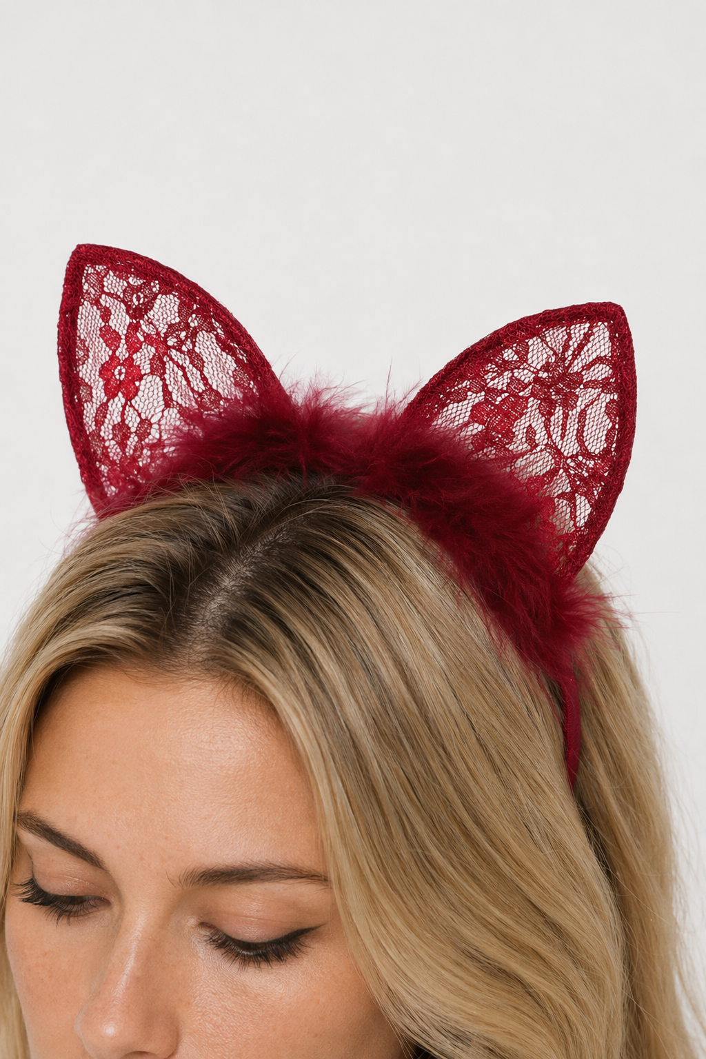 Cute Headband with Cat Ears Burgundy