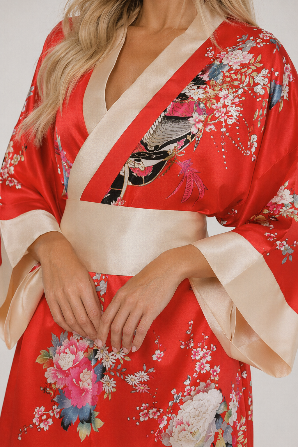 Flower Print Short Kimono - 2 Colors for Women's Traditional Japanese Yukata S