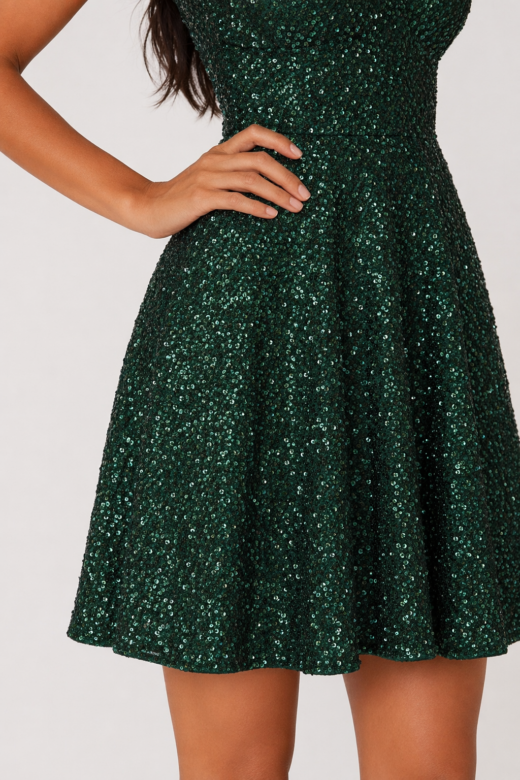 Sequin Spaghetti Strap Dress Green