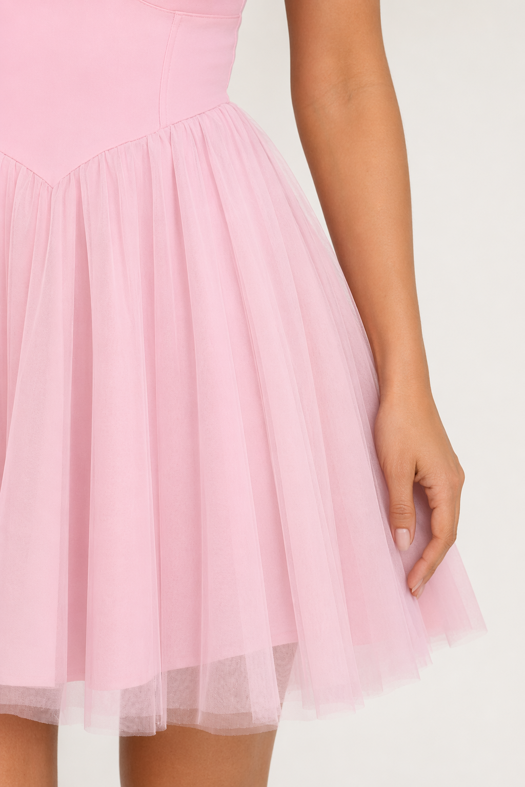 Wide Strap Mesh Dress Blush Pink