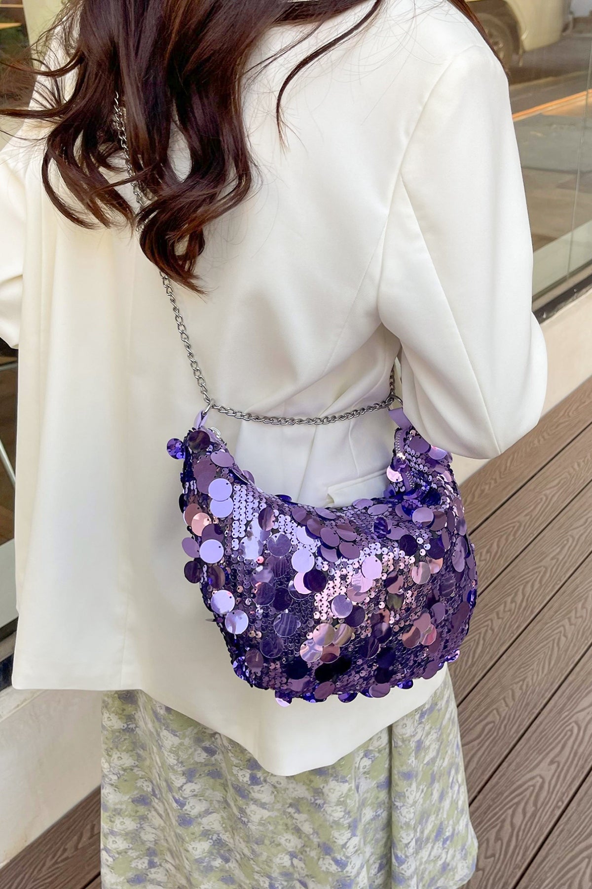 Sequin Chain Crossbody Bag