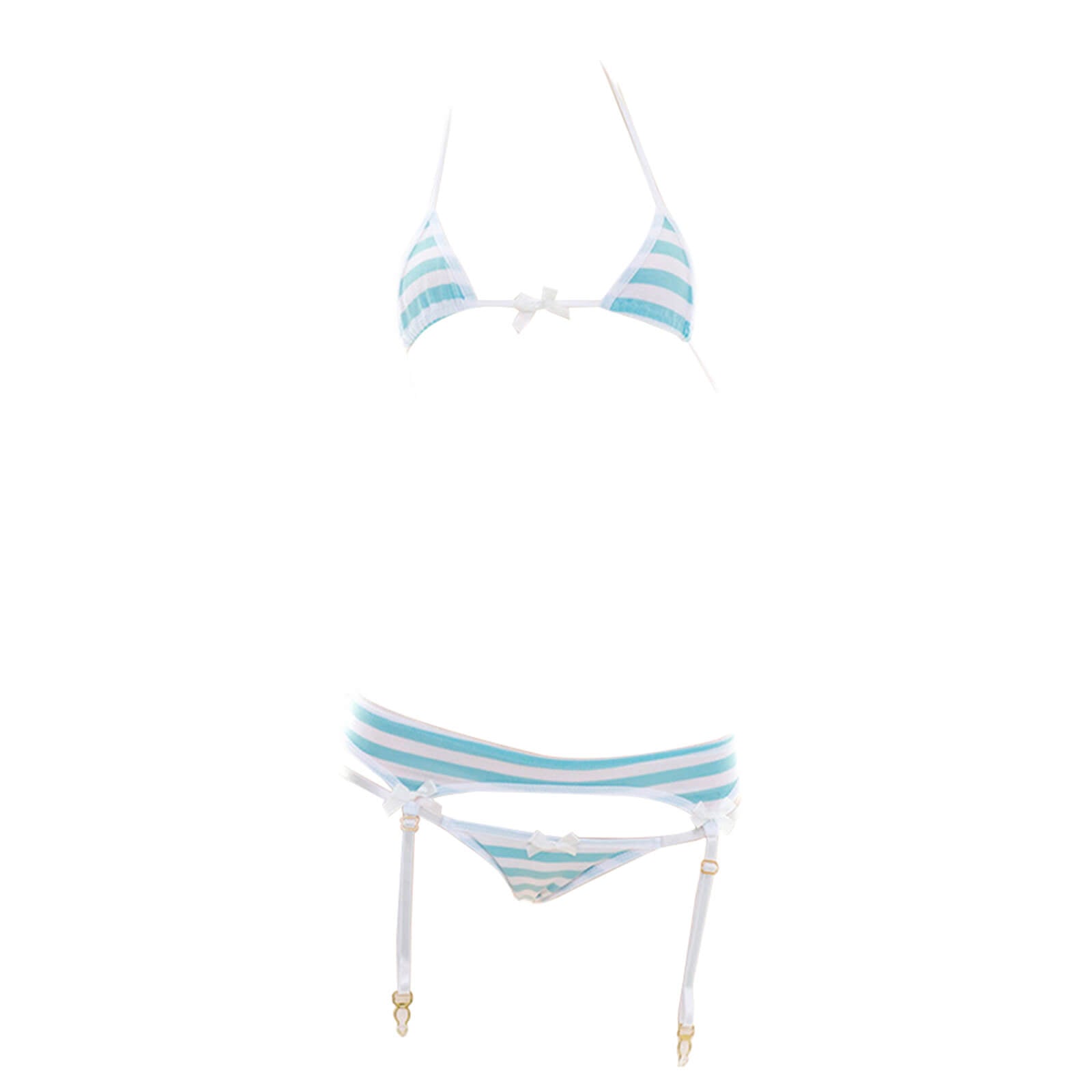 Anime Lingerie Sexy Cute Striped Micro Bikini Cosplay Bra and Panty Set