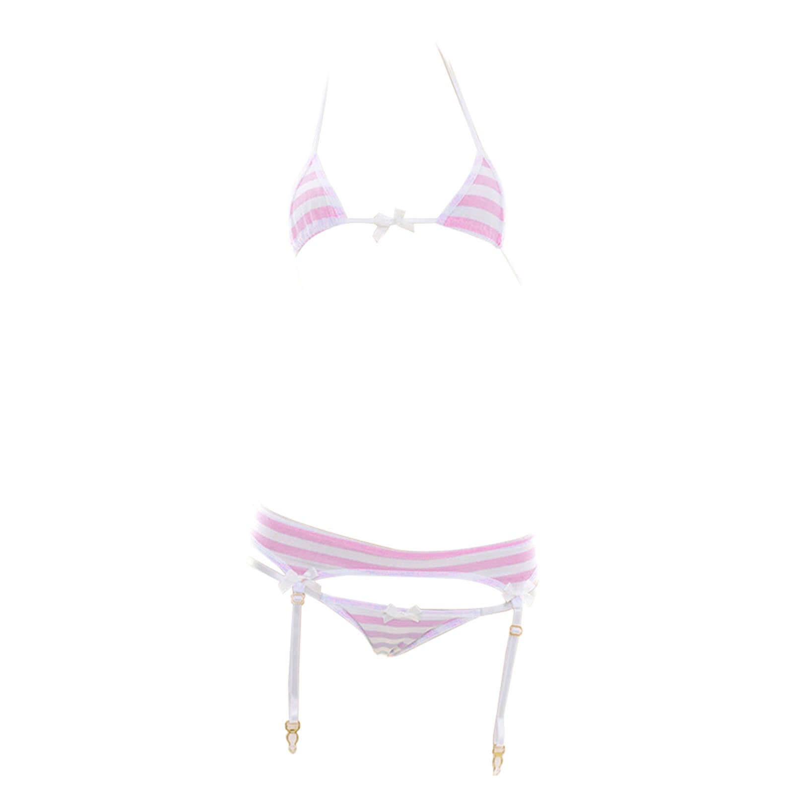 Anime Lingerie Sexy Cute Striped Micro Bikini Cosplay Bra and Panty Set