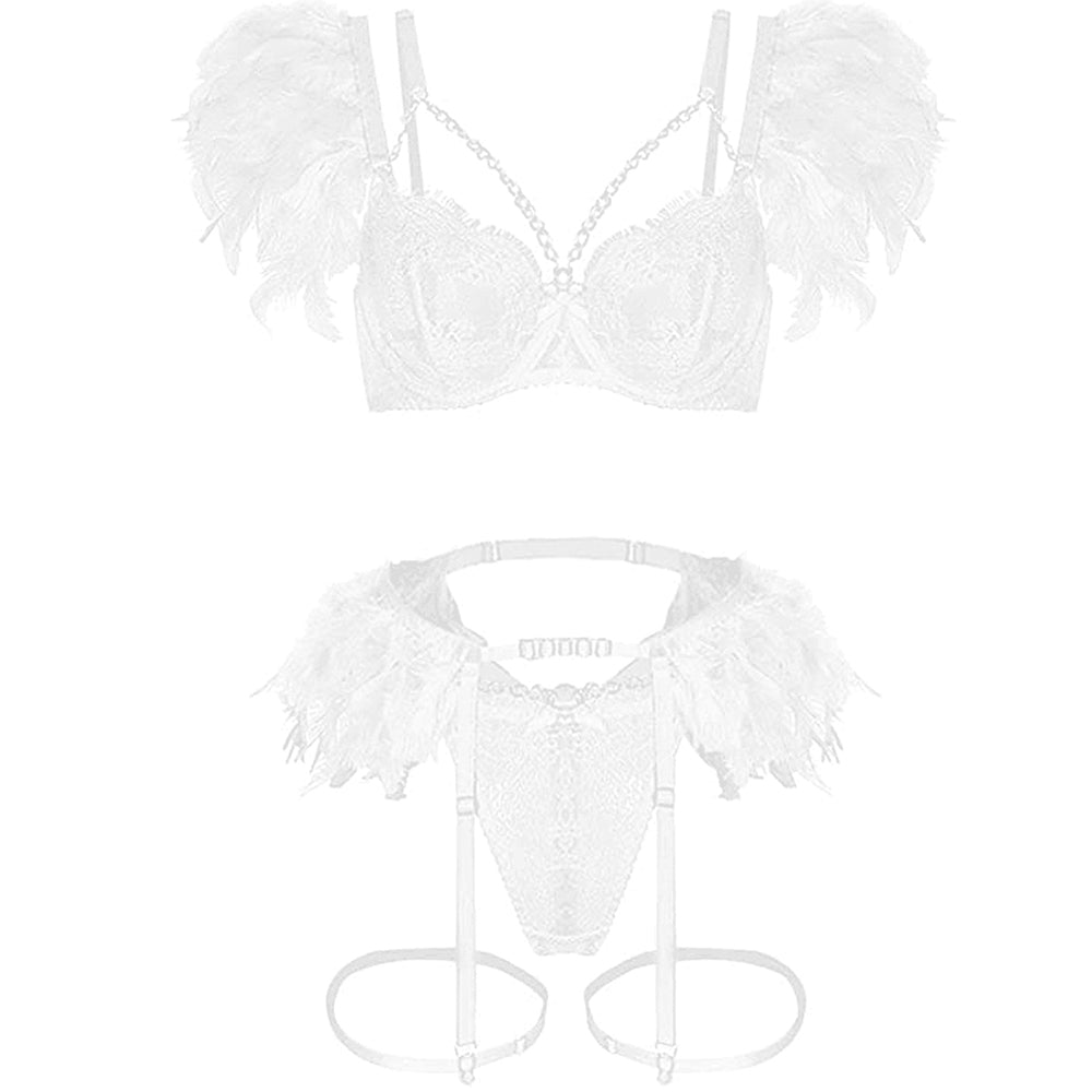 Chain Lace Feather Lingerie.