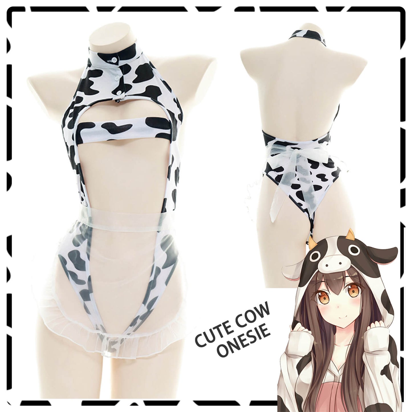 Cow-Print Anime Maid Lingerie