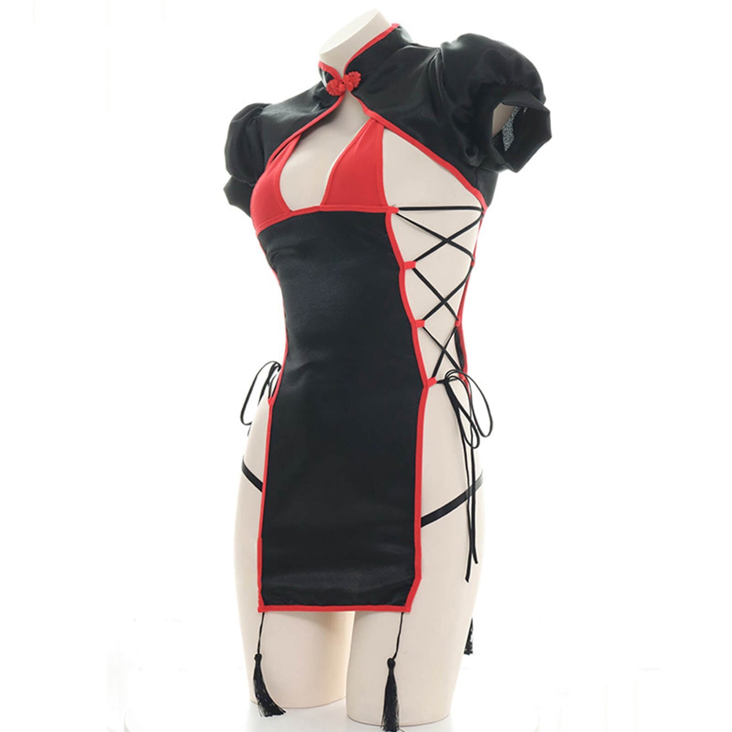 Chinese Classical Cheongsam Lingerie Dress: Split Side Straps