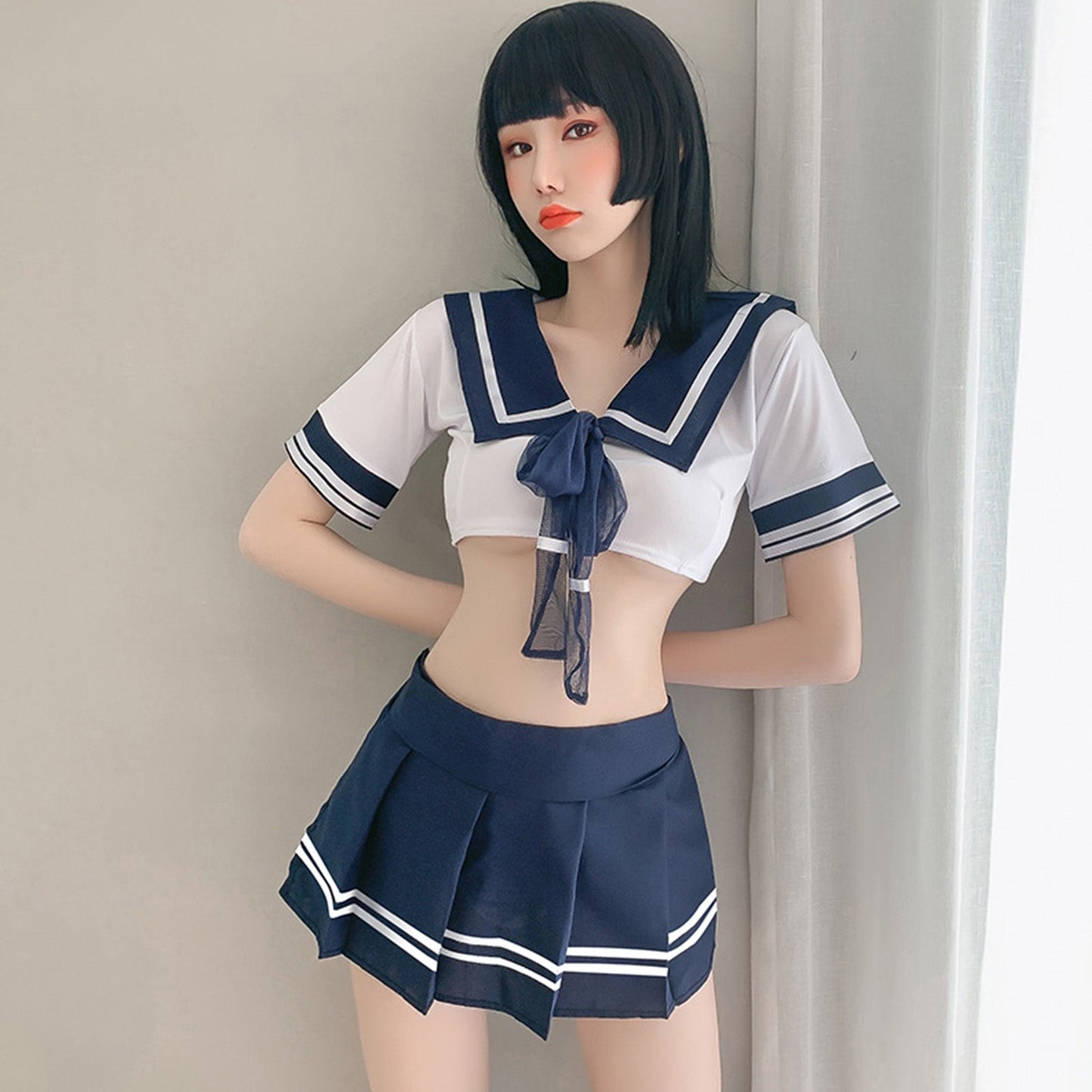 Japanese Schoolgirl Cosplay Outfit:  Crop Top & Skirt