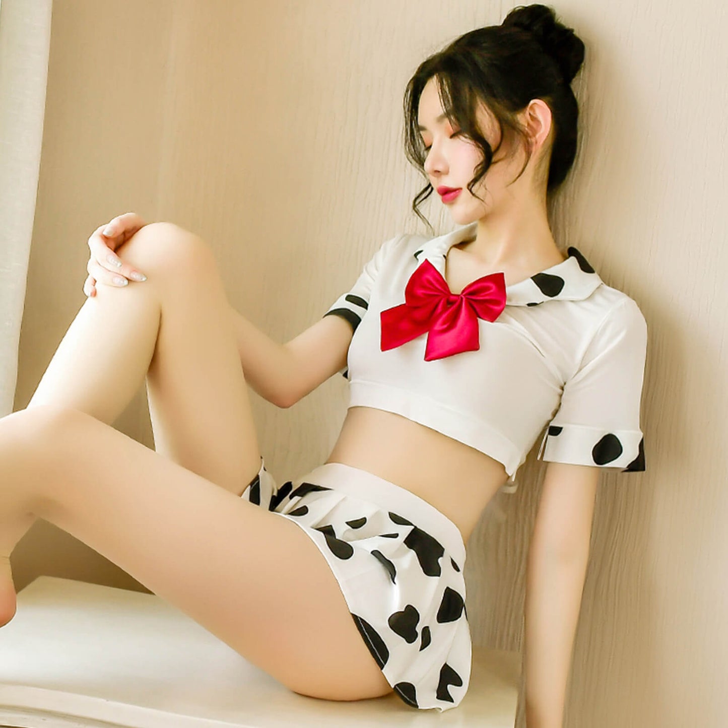 Kawaii Cow Print Schoolgirl Lingerie