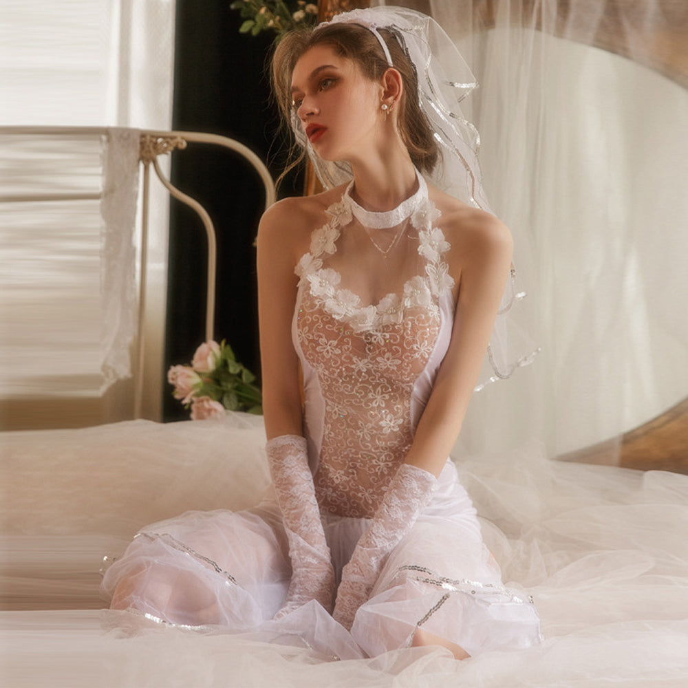 Irresistible Bride Lace Nightgown Costume