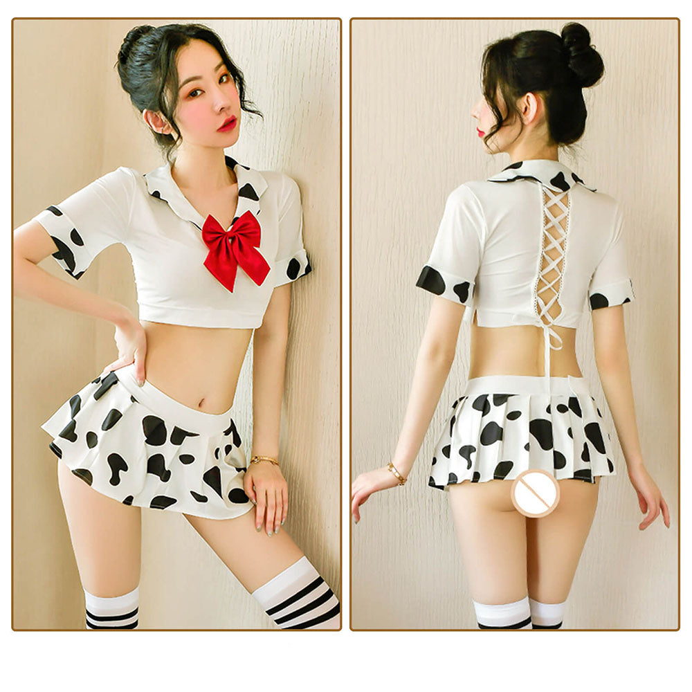 Kawaii Cow Print Schoolgirl Lingerie