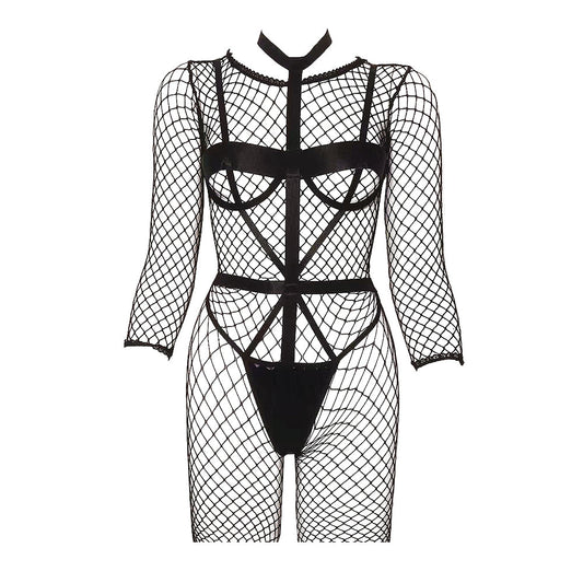 Fishnet Bodystocking Choker Harness