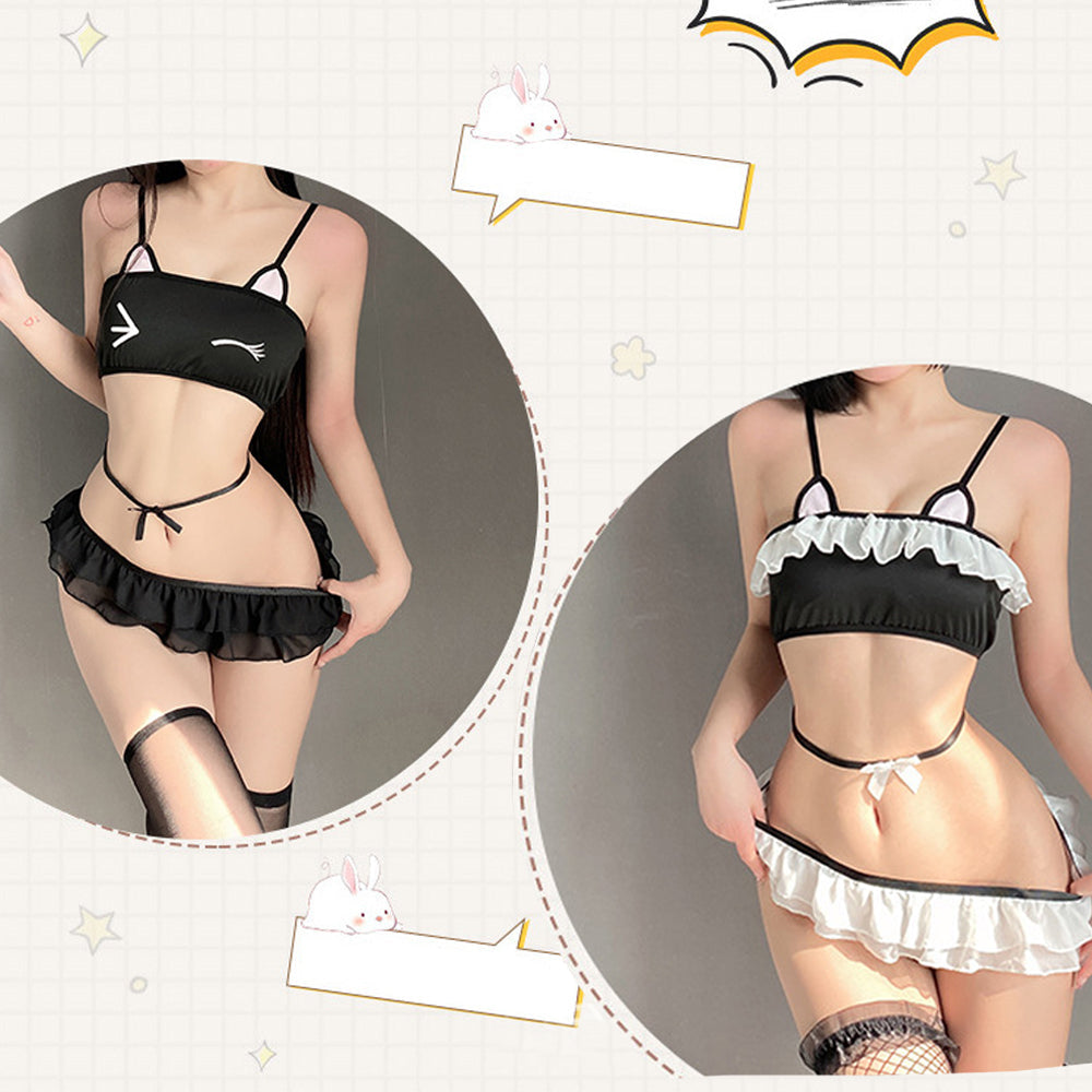 Cute Cat Cosplay Lingerie for Women: Lolita Costume & G-String