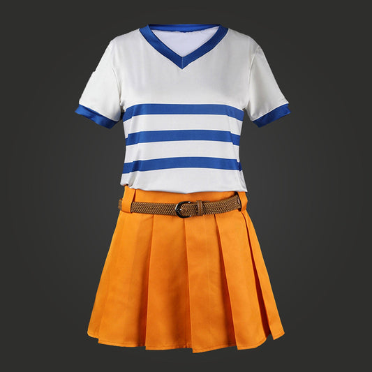 Adult Nami Cosplay Outfit Striped Skirt