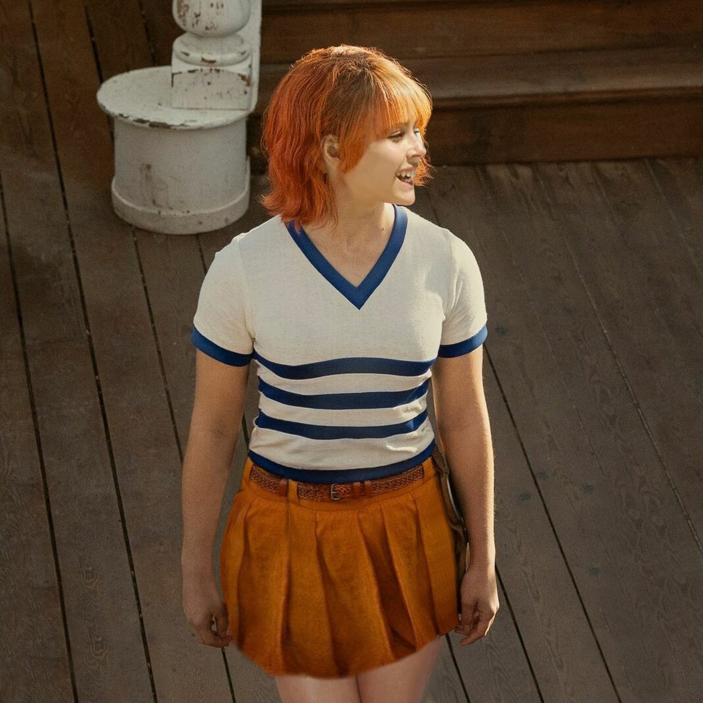 Adult Nami Cosplay Outfit Striped Skirt