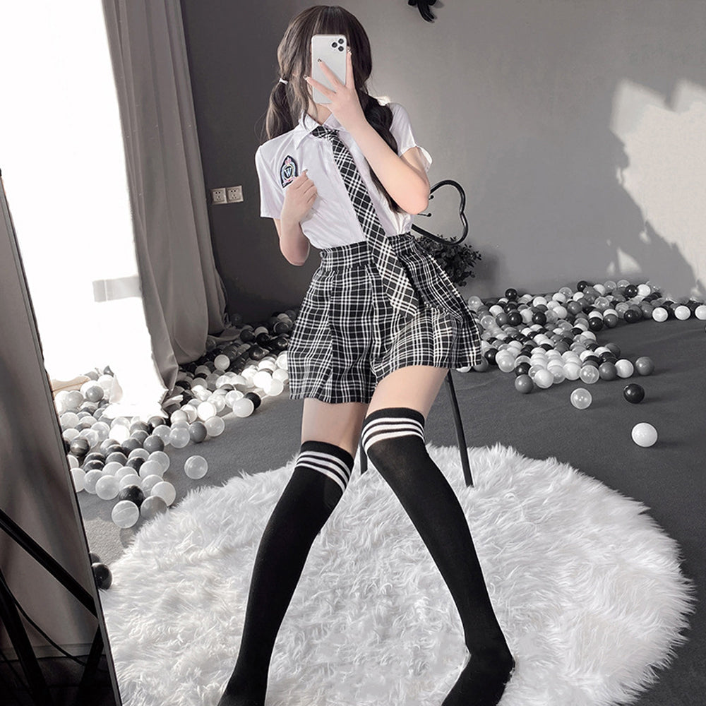 White Shirt Plaid Skirt Costume